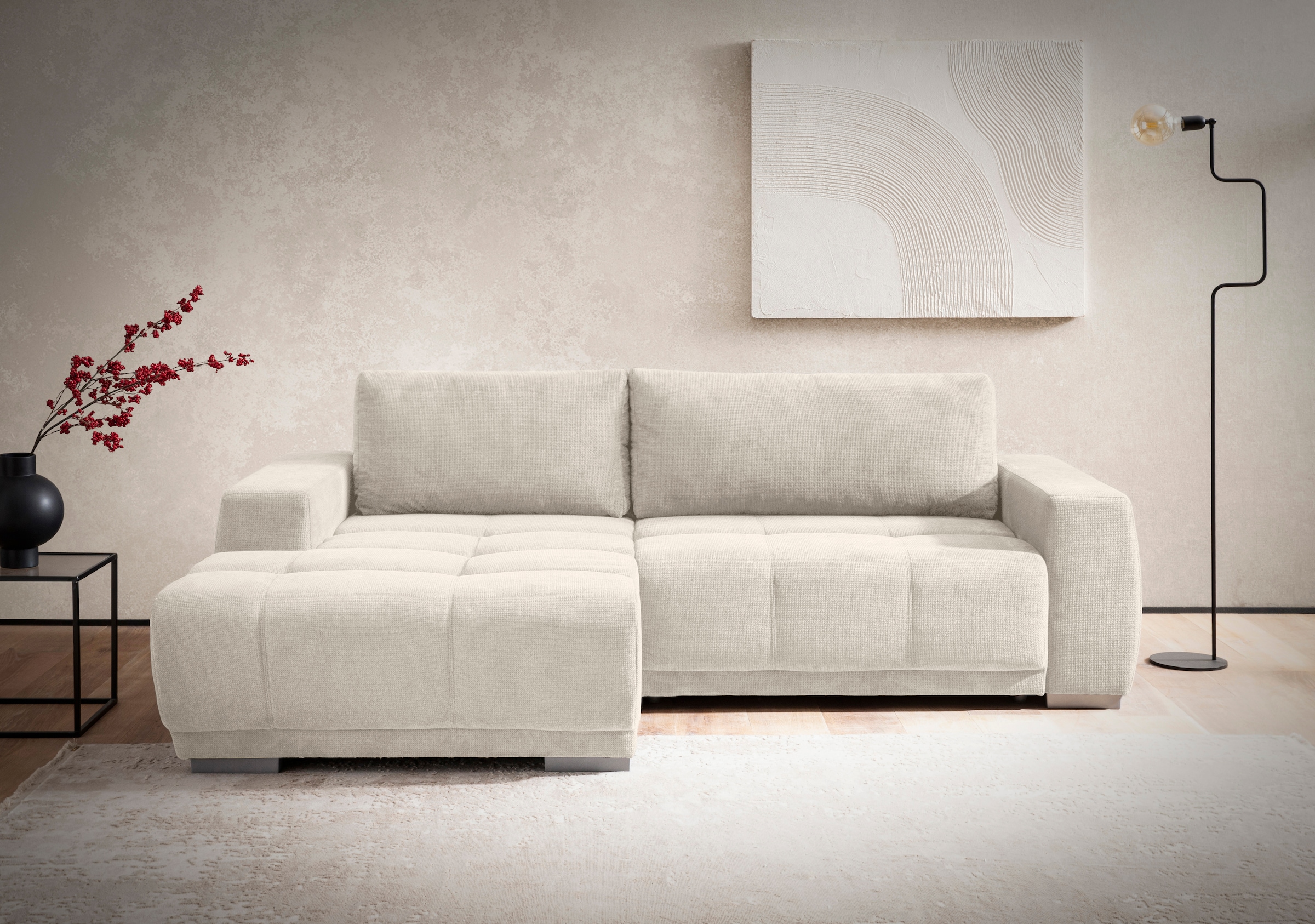 INOSIGN Ecksofa »Bolero L-Form« wahlweise mit Bettfunktion & Bettkasten