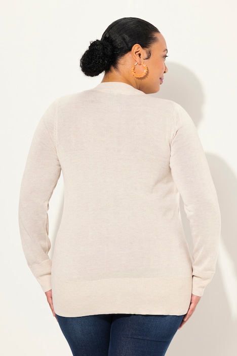Strickjacke, V-Ausschnitt, Knopfleiste, Feinstrick