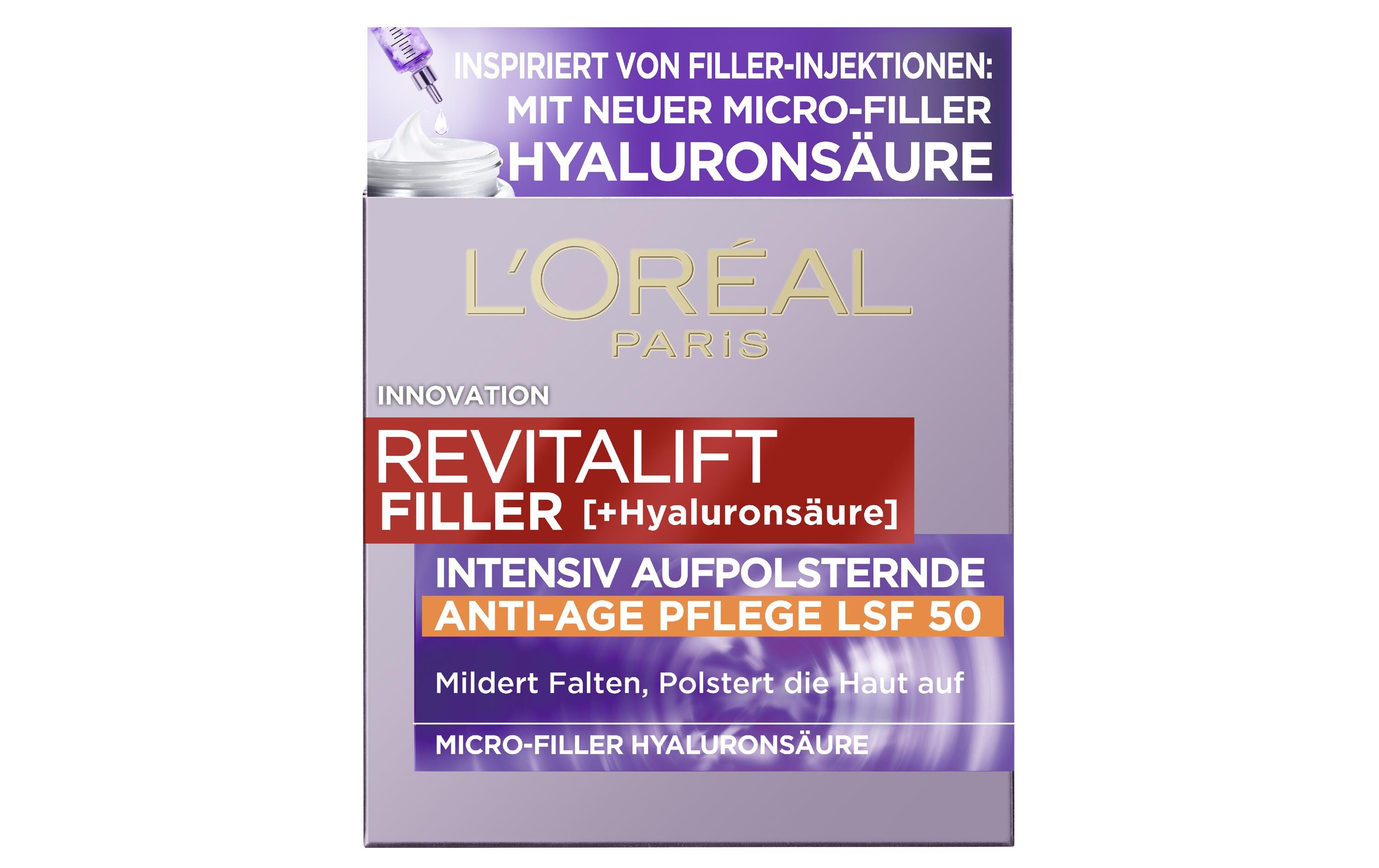 Tagescrème Filler 50 mlAnti-Age Tagespflege mit drei Arten purer Hyaluronsäure