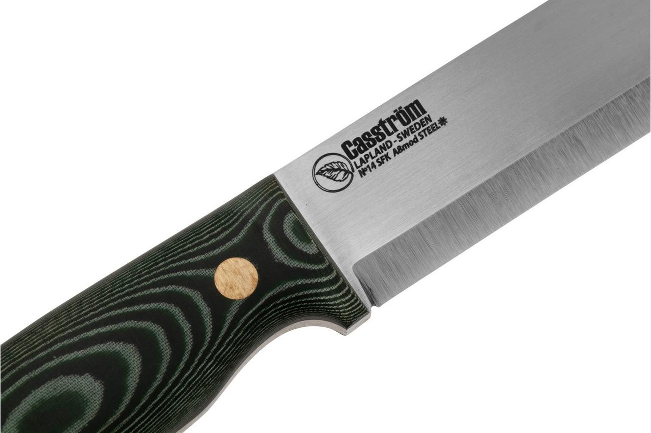 Casström No. 14 SFK 13423 Green Micarta met firesteel, bushcraftmes