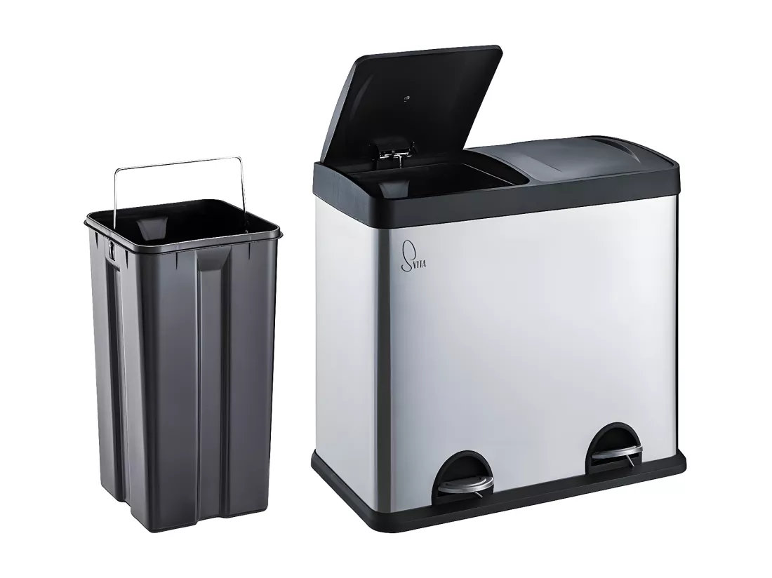 Poubelle de tri 48L en inox