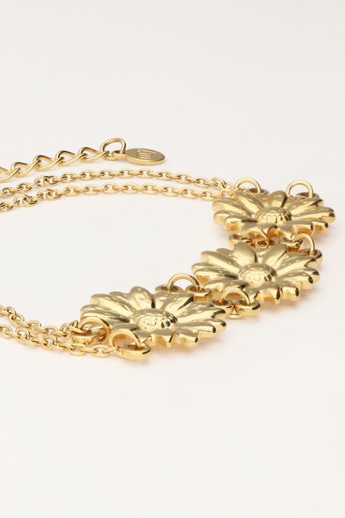 Dubbele armband met drie bloemen