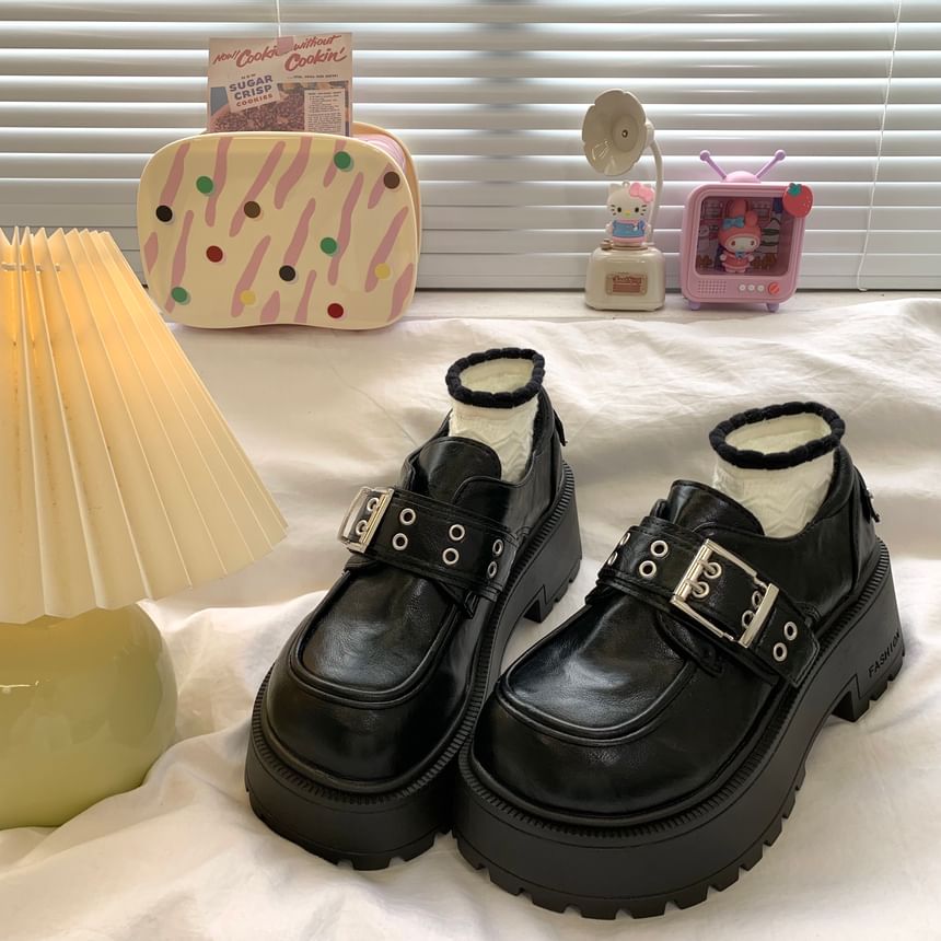 DURAC - Loafers met imitatieleren gesp en plateauzool