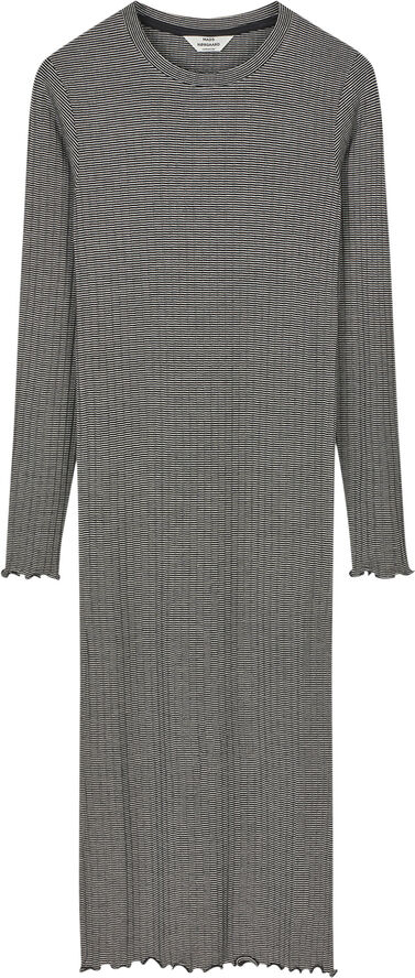 Mads Nørgaard - Copenhagen 5x5 Stripe Boa Dress Sort og hvid med striber