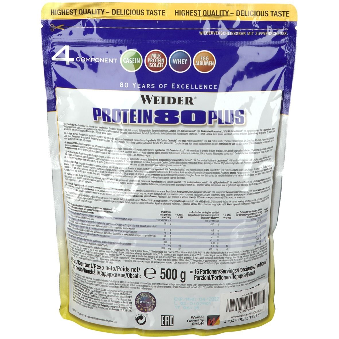 Weider® Protein 80 Plus, Banane, Pulver