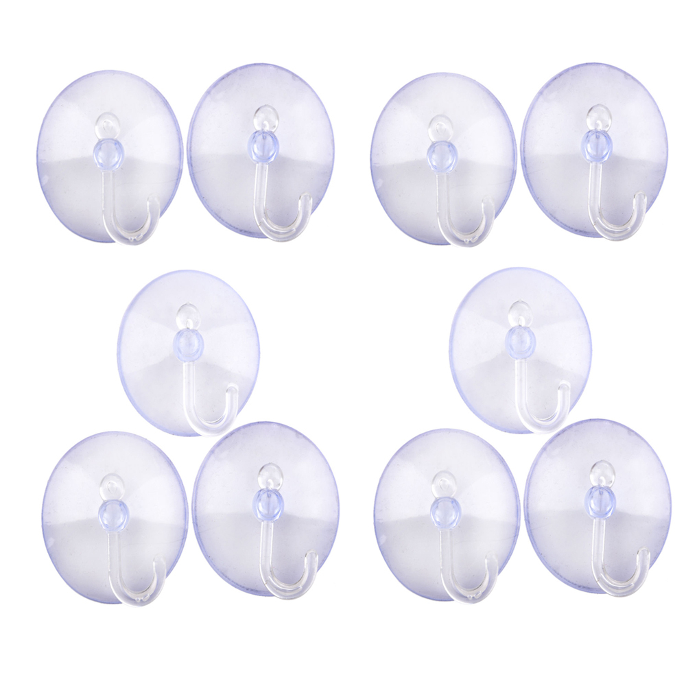 (10er Set) Ø40mm Saugnapf Wandhaken Aufhänger Saughaken für Handtücher - Transparent
