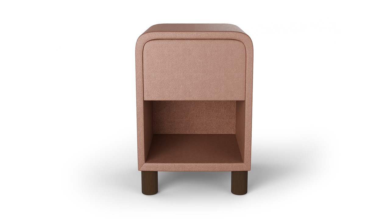 Nachtkast rond B Bright met 1 lade en poten blush
