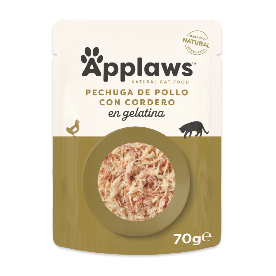 Sachê de 70g de Applaws Frango e Cordeiro em Gelatina para gatos
