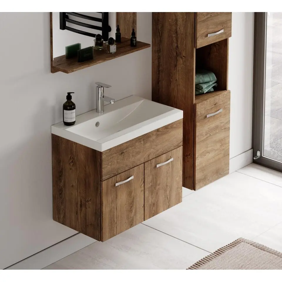 Badplaats Badkamermeubel Set Montreal 60 x 35 cm - Bruin Eiken - Badmeubel met
