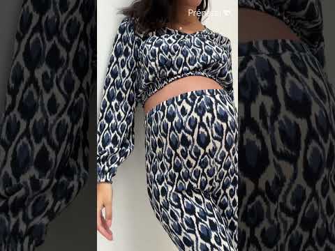 Prénatal zwangerschapsbroek lang all over print blauw