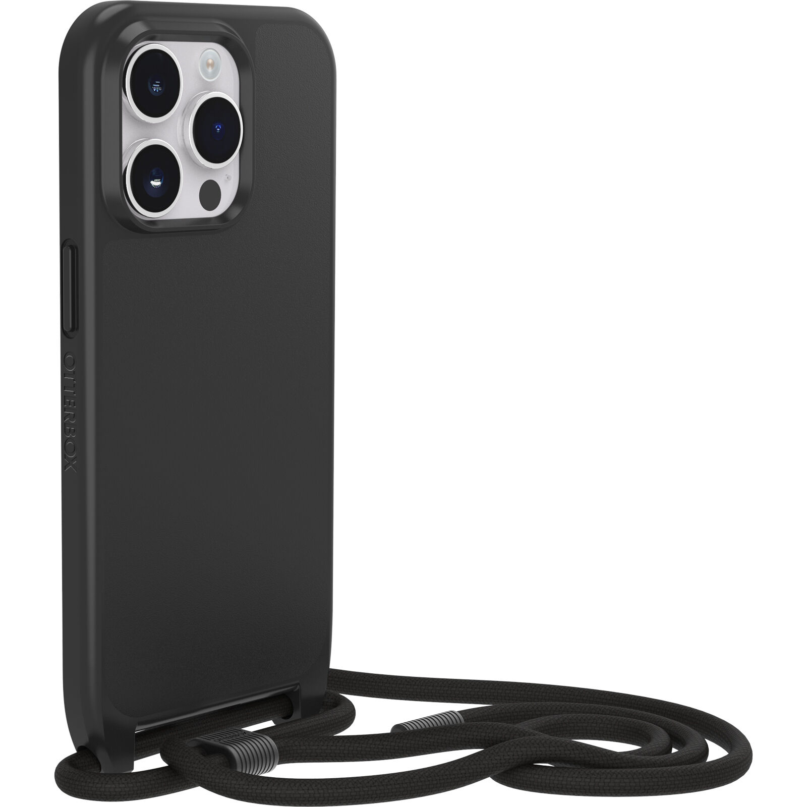 iPhone 14 Pro Max MagSafe Hybrid Necklace Hülle React Necklace Case aus recyceltem Kunststoff mit abnehmbarer Handykette (77-92300) - Schwarz