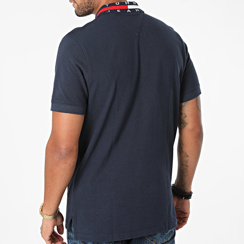 Polo Manches Courtes Flag Neck Bleu Marine