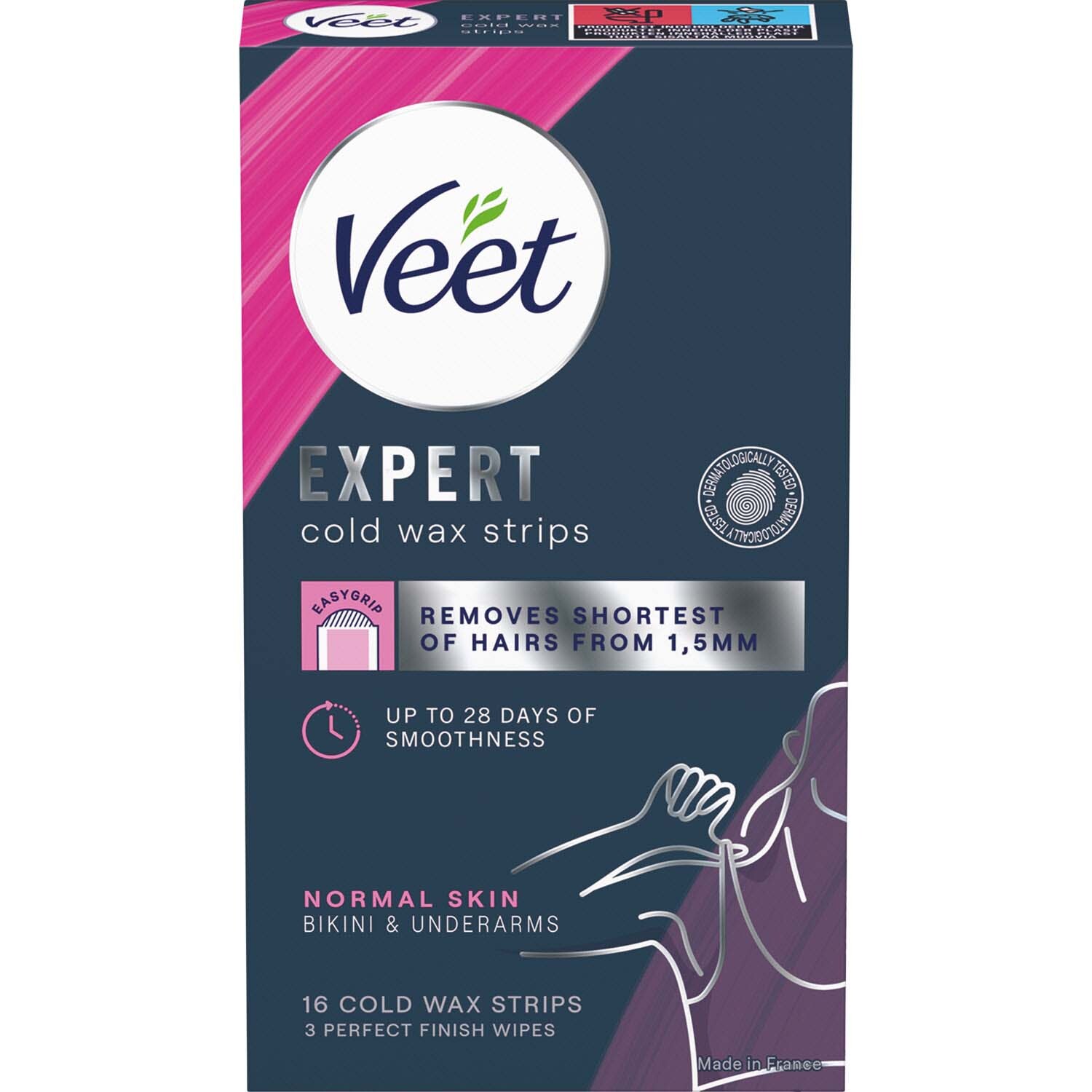 Veet Expert Cold Wax Strips Bikini & Underarm Normal Skin 16stk