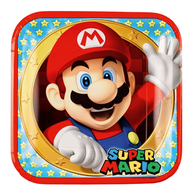Super Mario - 8 Partyteller - ca. 23 x 23 cm