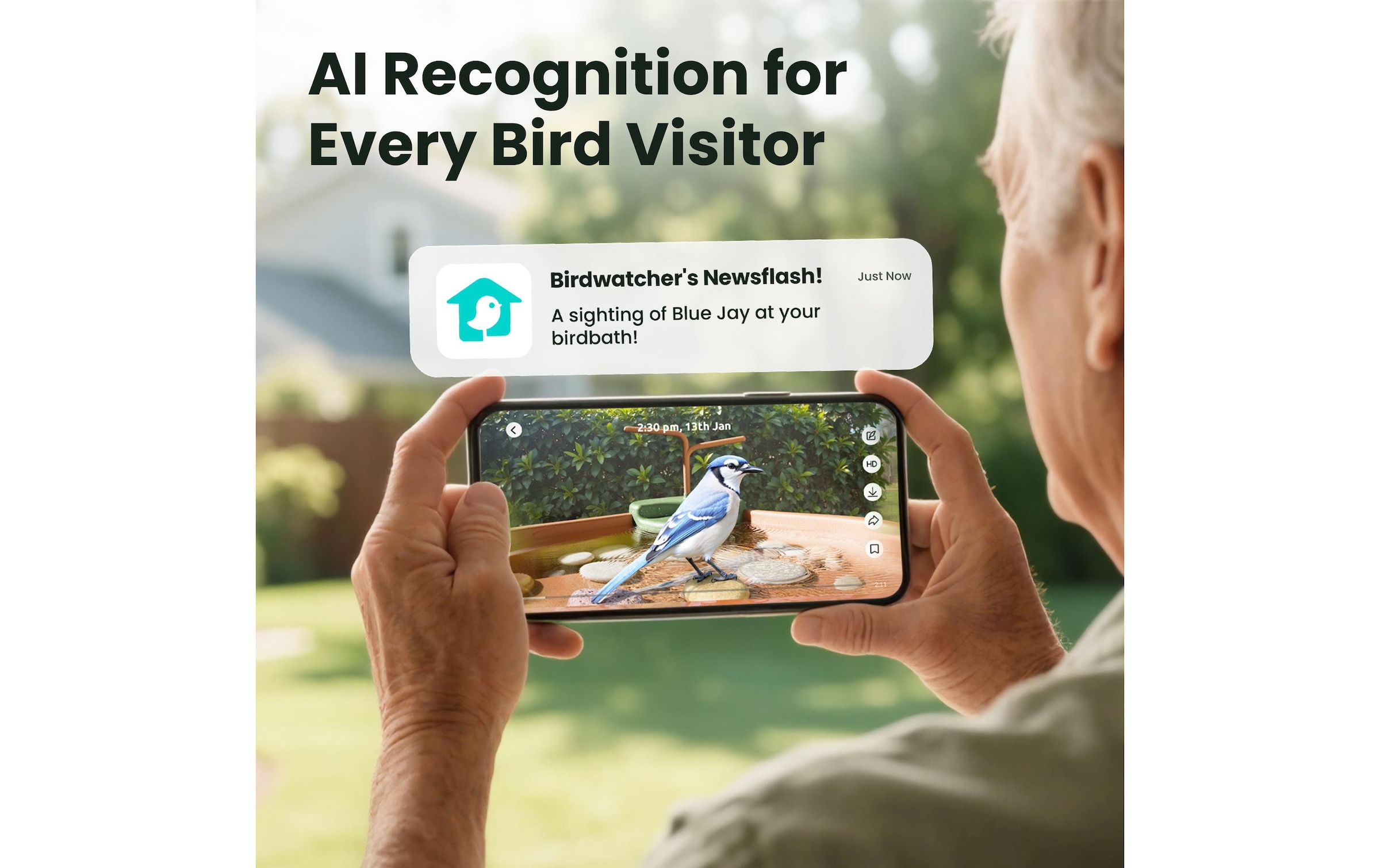Birdfy Vogeltränke »Jolly V« Vogelfutterspender mit Kamera und Solarpanel