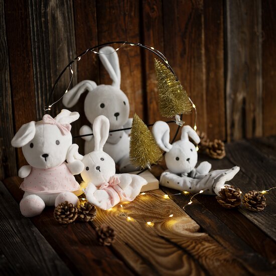 Doudou Lapin   Ecru Rose        de               P'tit bisou