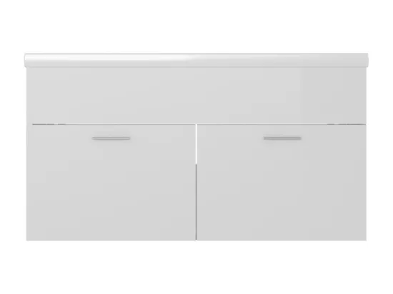 Armoire d'évier avec lavabo intégré Blanc brillant