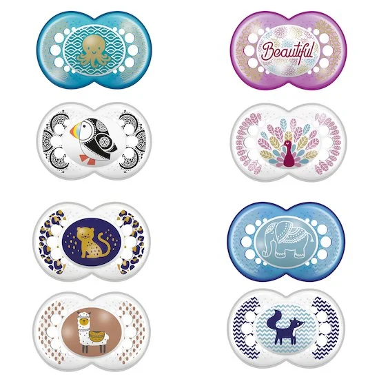 Lot de 2 sucettes animaux en silicone 18 mois +   Aléatoire        de               Mam
