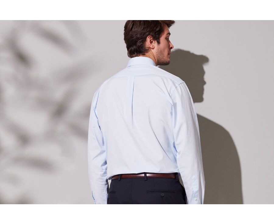 Chemise bleu pâle en coton double fil - ALBERT CLASSIC