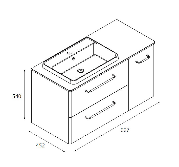 Meuble sous vasque à suspendre Cygnus bath Teha L. 105 cm vert bosque + plan vasque semi-encastré résine blanc