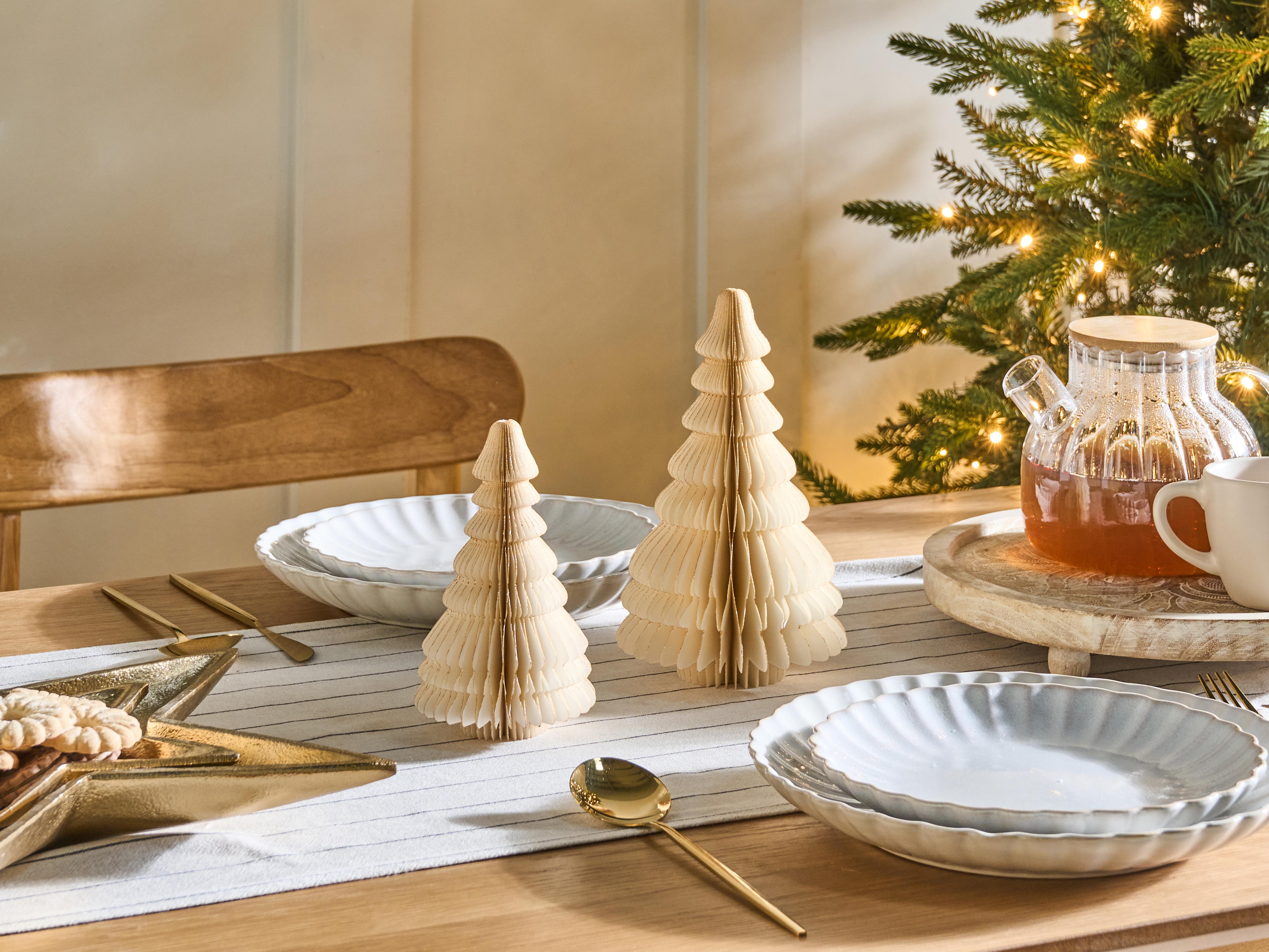 Set van 2 figuren SKJOMA Kerstboom 15/20 cm Beige