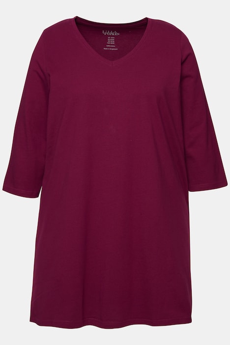 Longshirt, A-Linie, V-Ausschnitt, 3/4-Arm