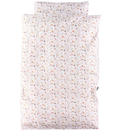 N?rgaard Madsens Senget?j - Baby - Hvid m. Rosa Blomster