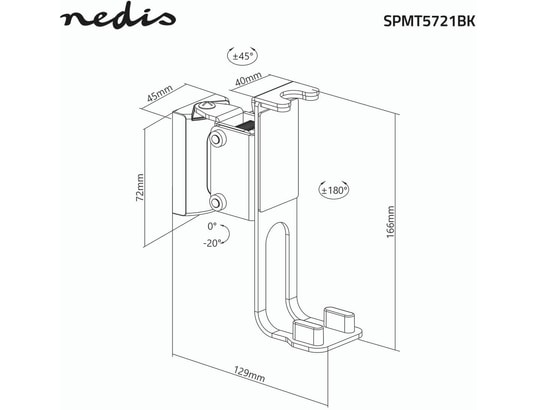 NEDIS - Support mural SPMT5721BK - pour enceinte SONOS One, One SL
