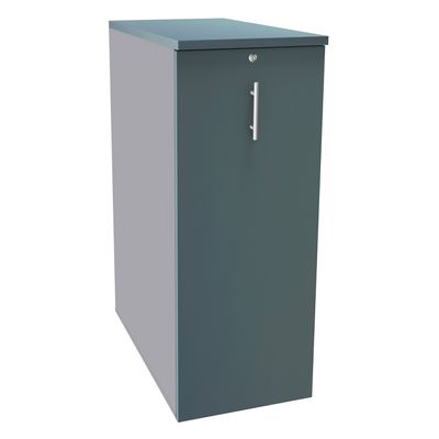 Caisson TOWER - L44 x H114 x P80 cm - 3 tablettes + 1 support DS réglable - structure alu - dessus et façade bleu argile