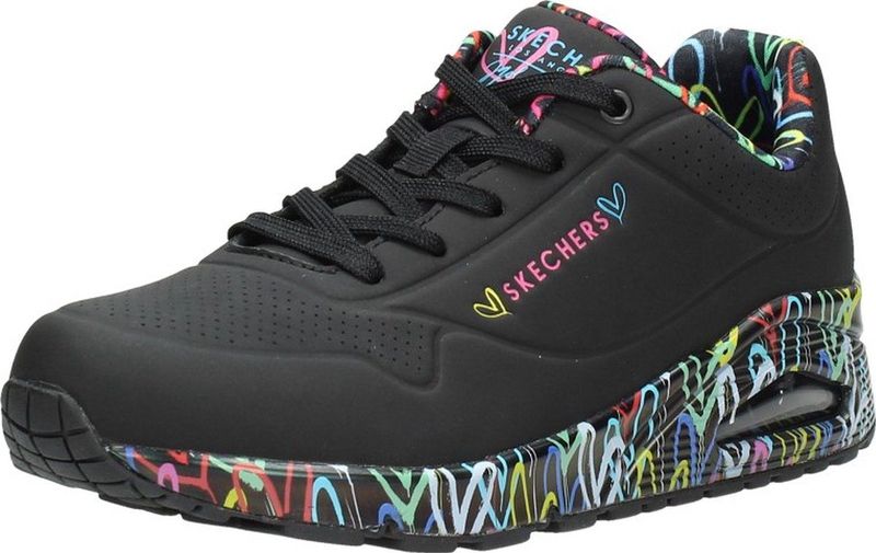 Skechers - Uno Loving Love - Sneakers - Zwart - Synthetisch Bovenwerk, Air-Cooled Memory Foam, Zichtbare Skech-Air