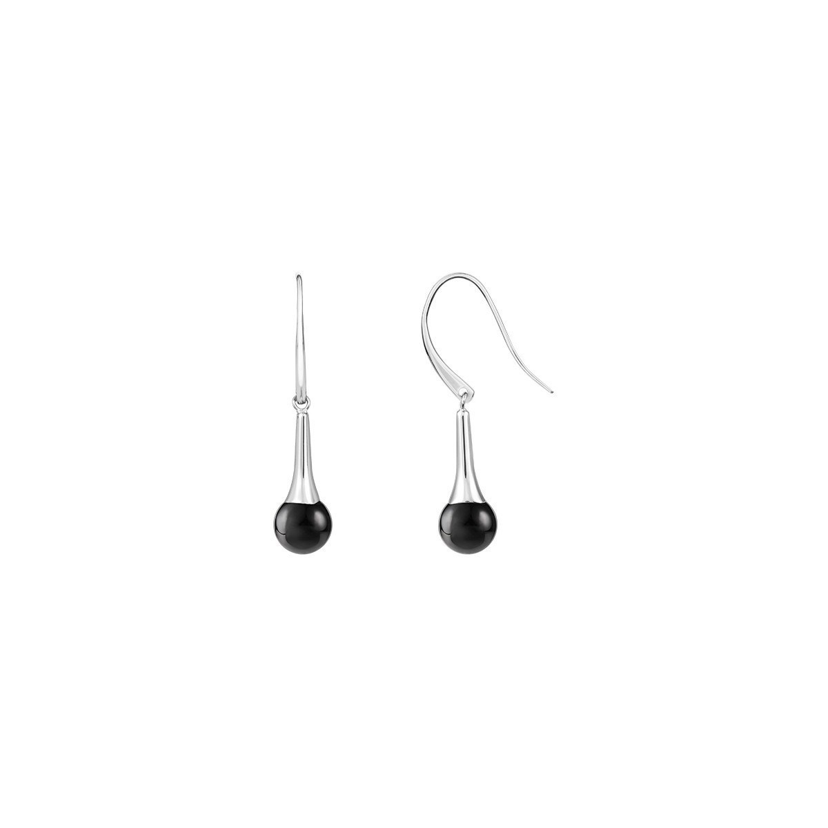Boucles d'oreilles pendantes en Acier 316L et céramique - blanc brillant