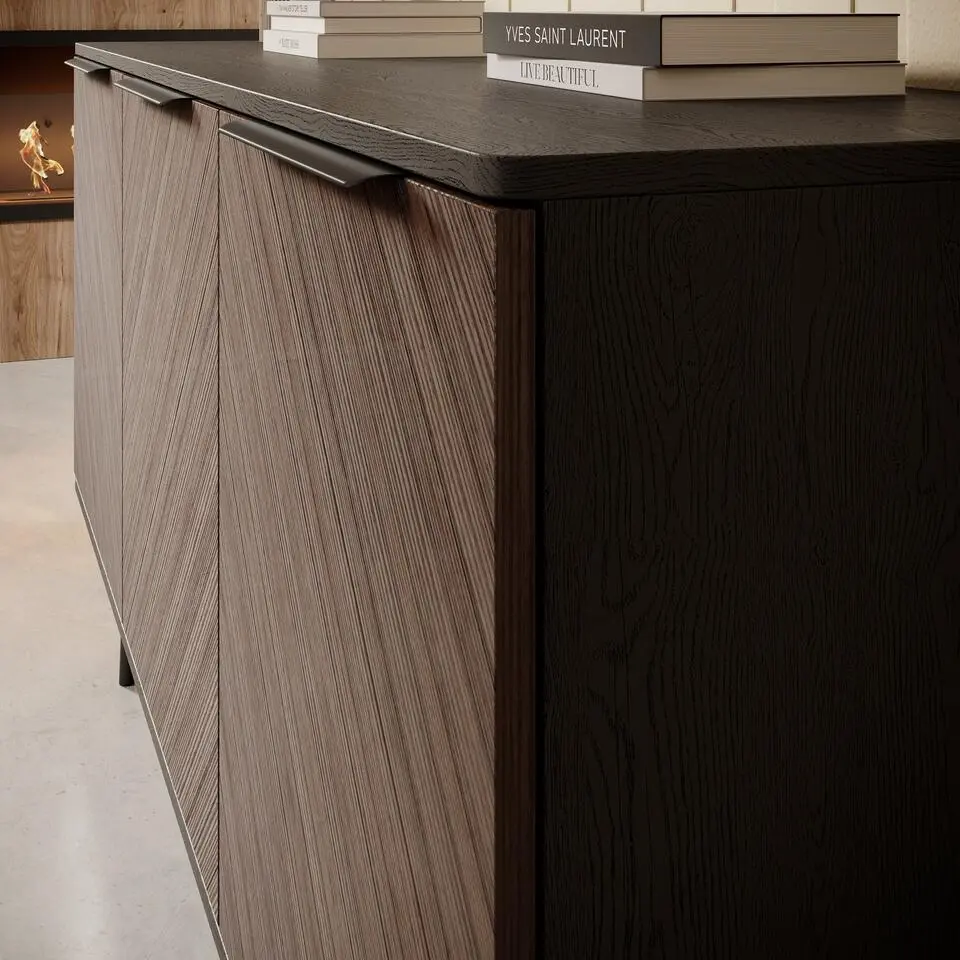Meubella - Dressoir Pedro - Donker eiken - Zwart eiken - 150 cm
