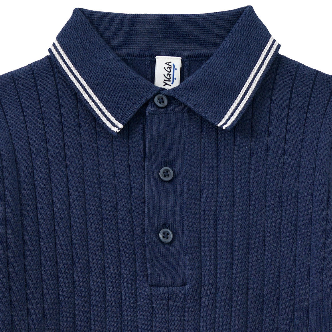 Yigga Jungen Strick-Poloshirt mit Rippstruktur dunkelblau
