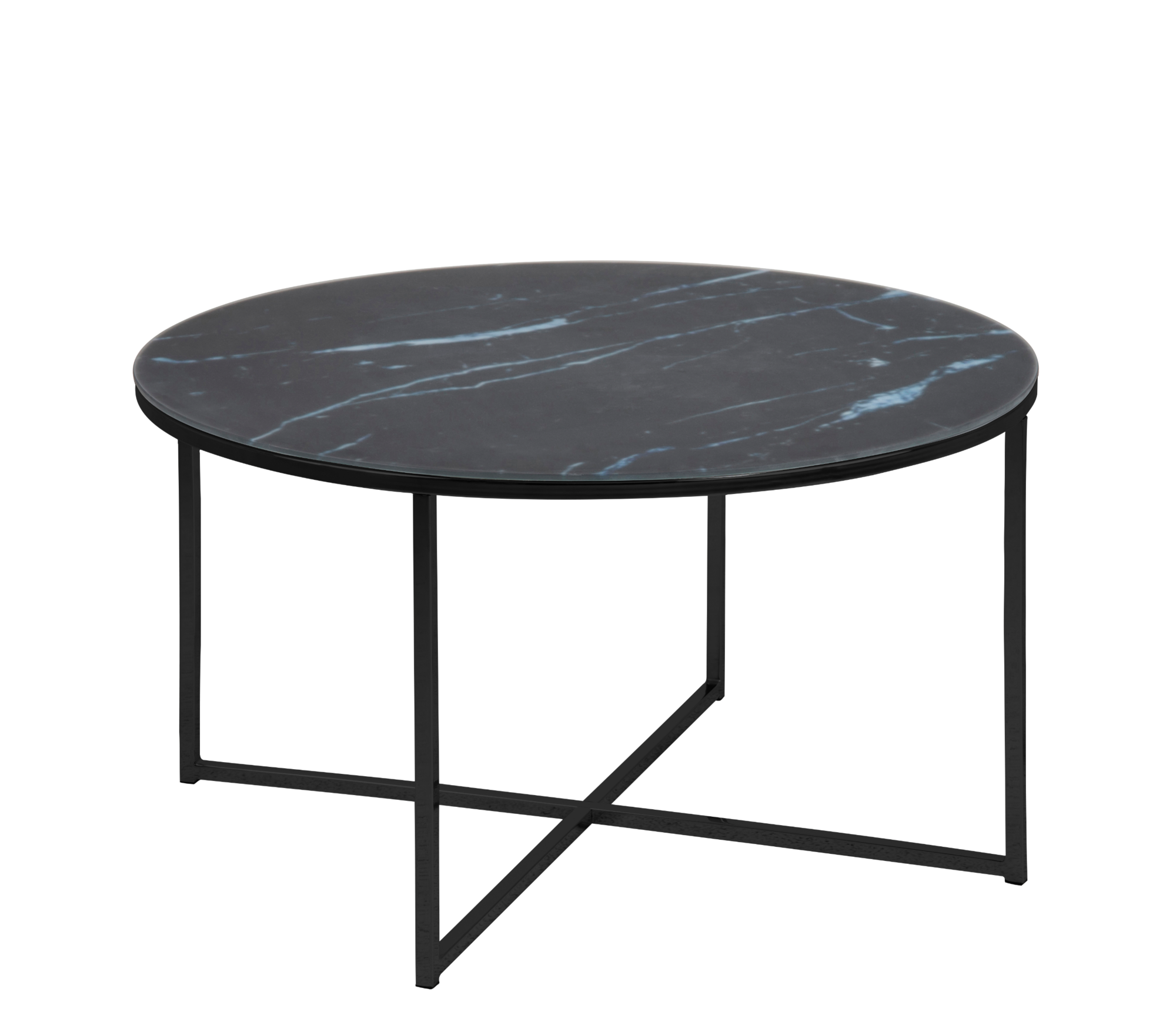 Genua Salontafel - Ø80 cm - Zwarte marmer print