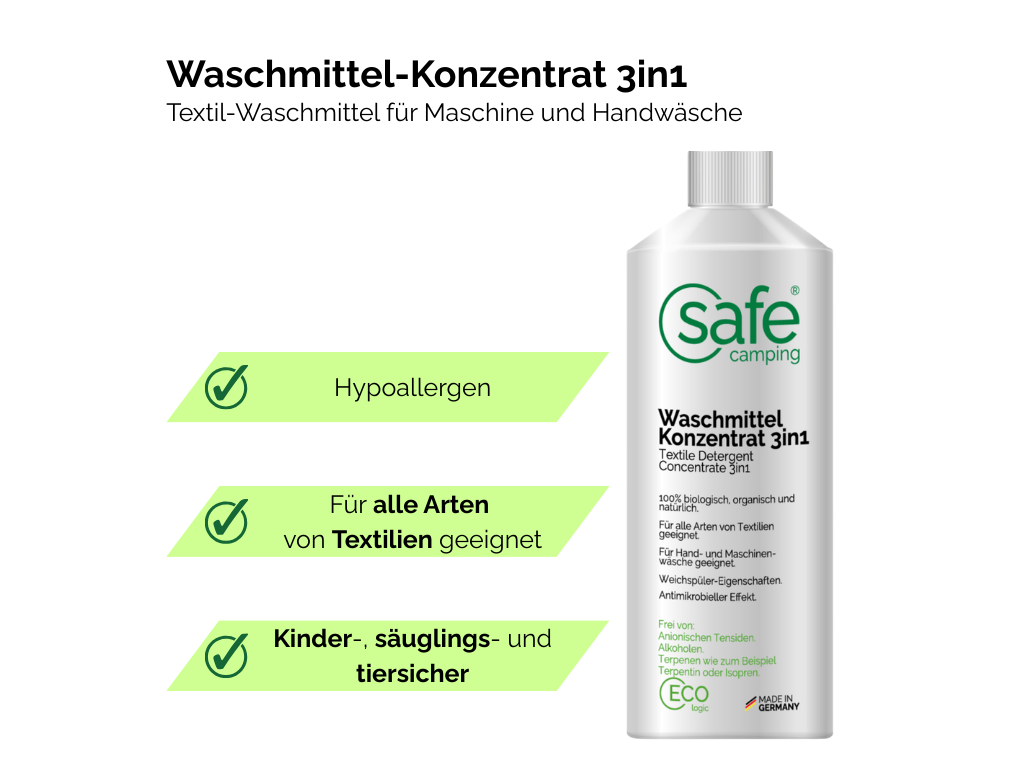 SAFE CAMPING 3in1 concentraat wasmiddel - 1 liter
