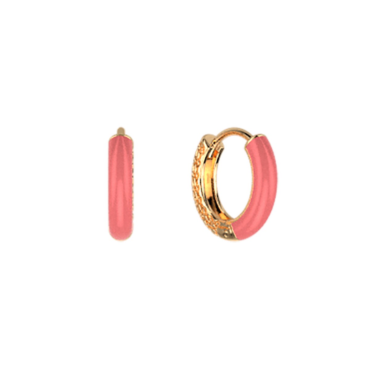 Boucles d'oreilles créoles Les Georgettescollection Les Cadettes laiton doré laqué corail