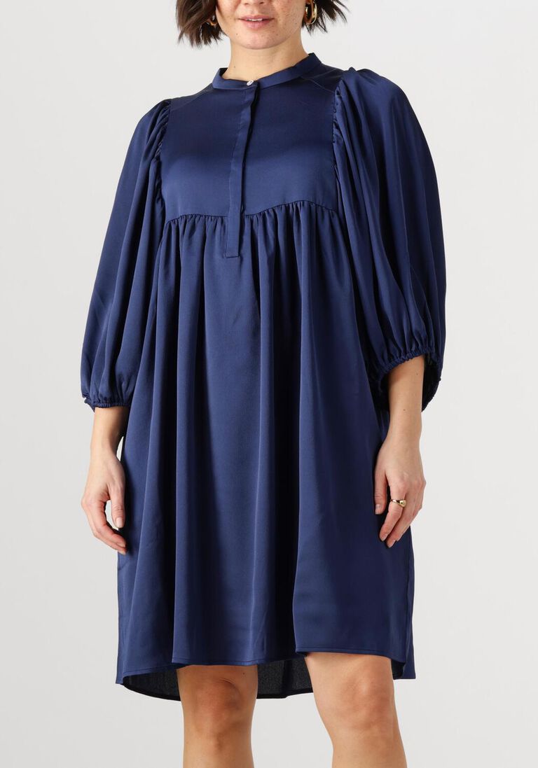 donkerblauwe bruuns bazaar midi jurk sarina dress