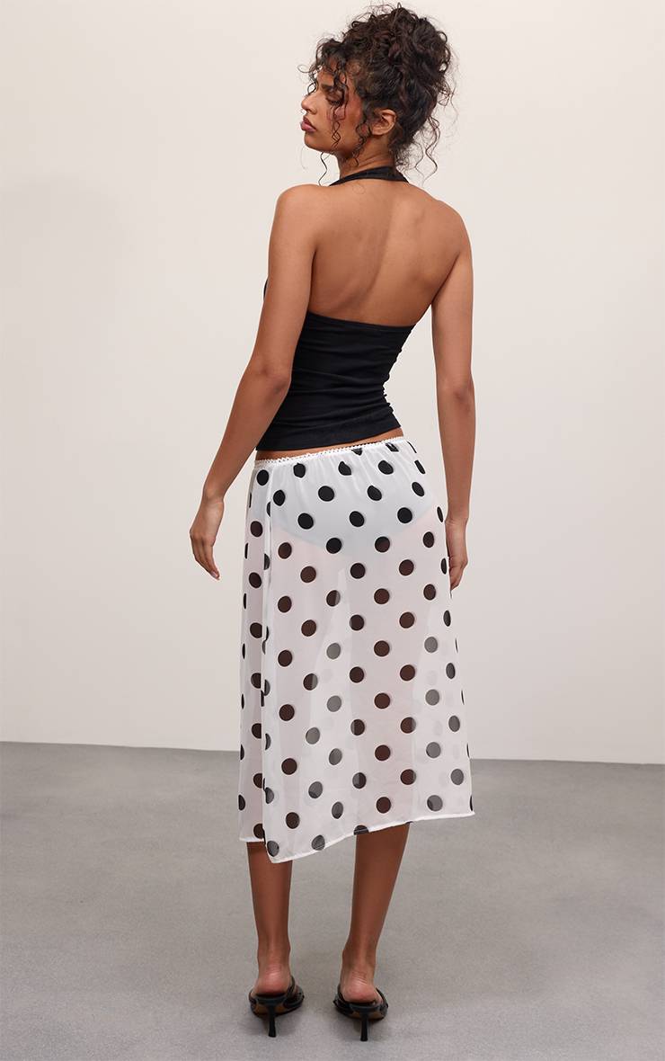 Blanc Jupe Midi En Mousseline À Pois