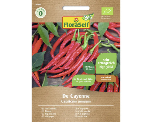 Biologische Chili Pepper De Cayenne FloraSelf Organic Open-Ended Seed Groentezaden