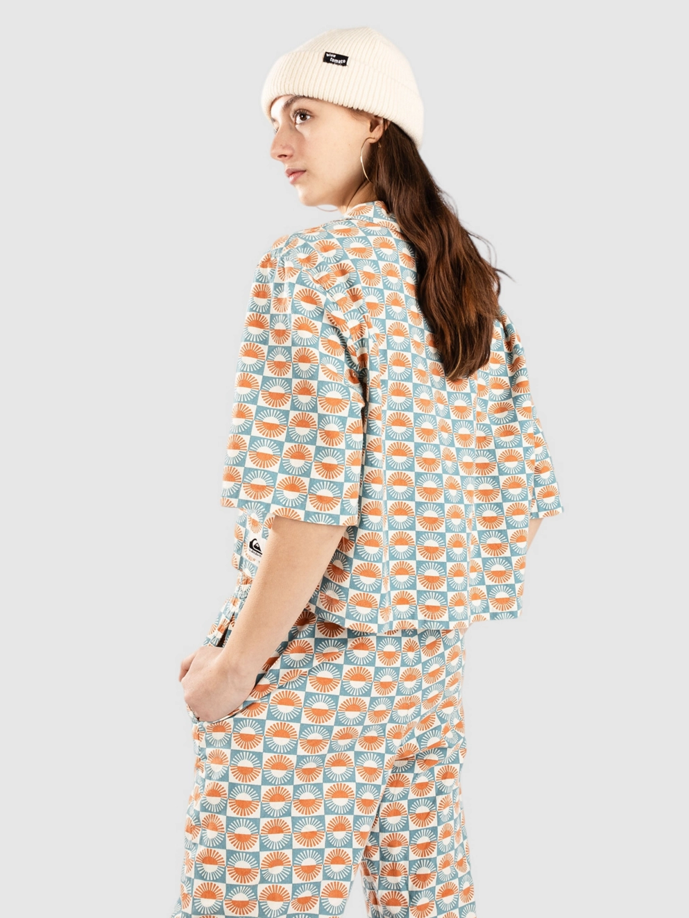 Quiksilver Dad Crop Fit Cotton Shirt brittany blue florever