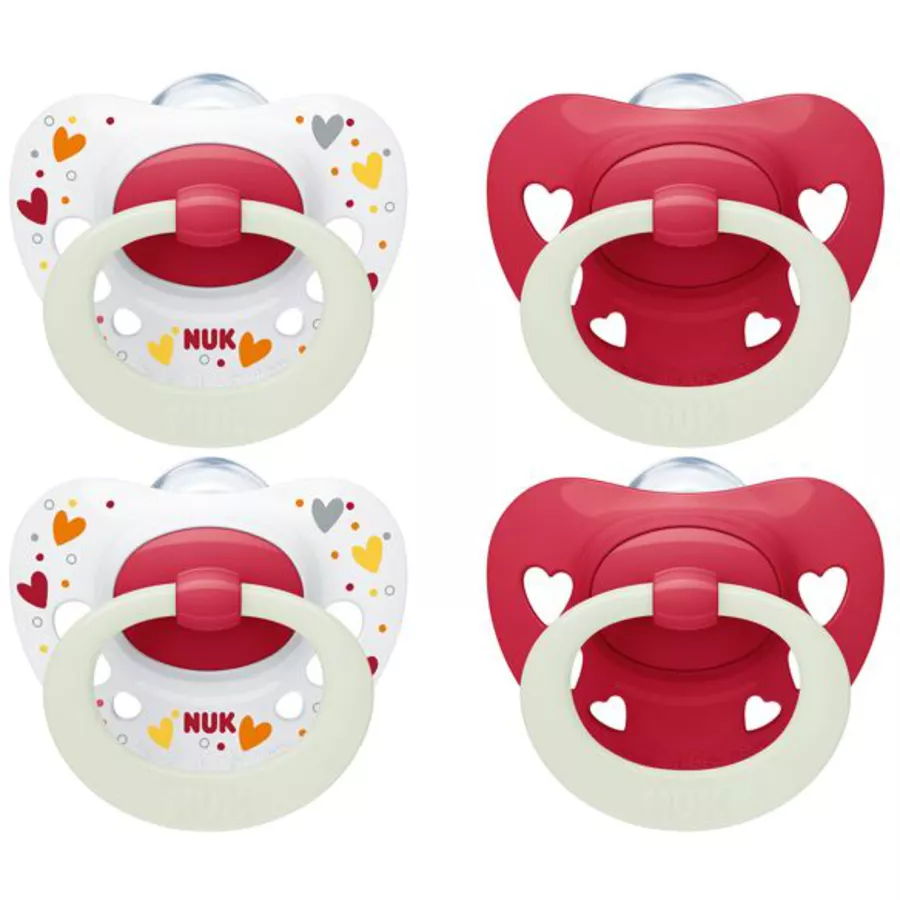 NUK Nachtschnuller Signature Night Silikon Gr. 3, rot 4 Stück