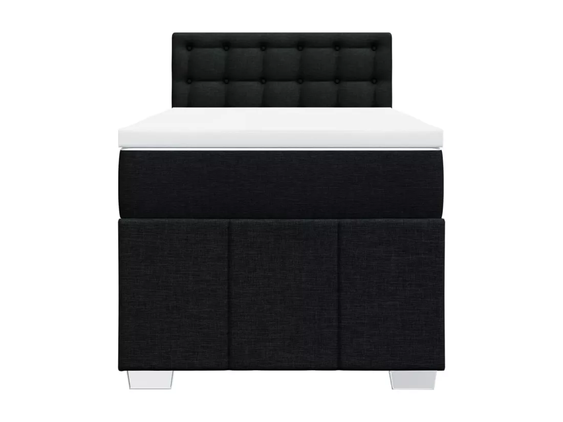 Sommier à lattes de lit avec matelas Noir 90x190 cm Tissu