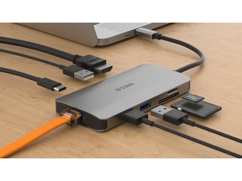 D-Link Dockingstation DUB-M810 USB/HDMI/RJ45/Kartenleser/US USB-C-Dockingstation 8In1 USBC Hub mit HDMI/Ethernet/Kartenleser/USBC Ladeanschluss