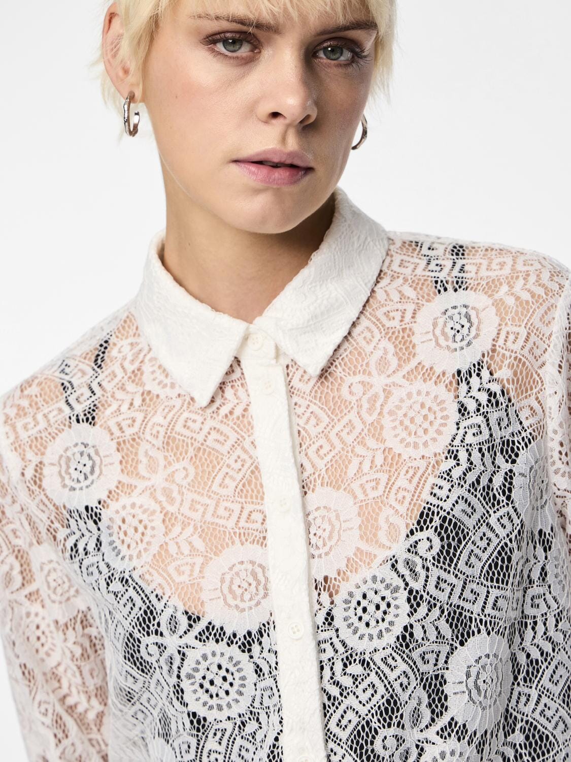 Pieces Pcolline Ls Lace Shirt 4634038 cloud dancer