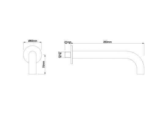 Mueller Gold inbouw muuruitloop 25cm geborsteld messing