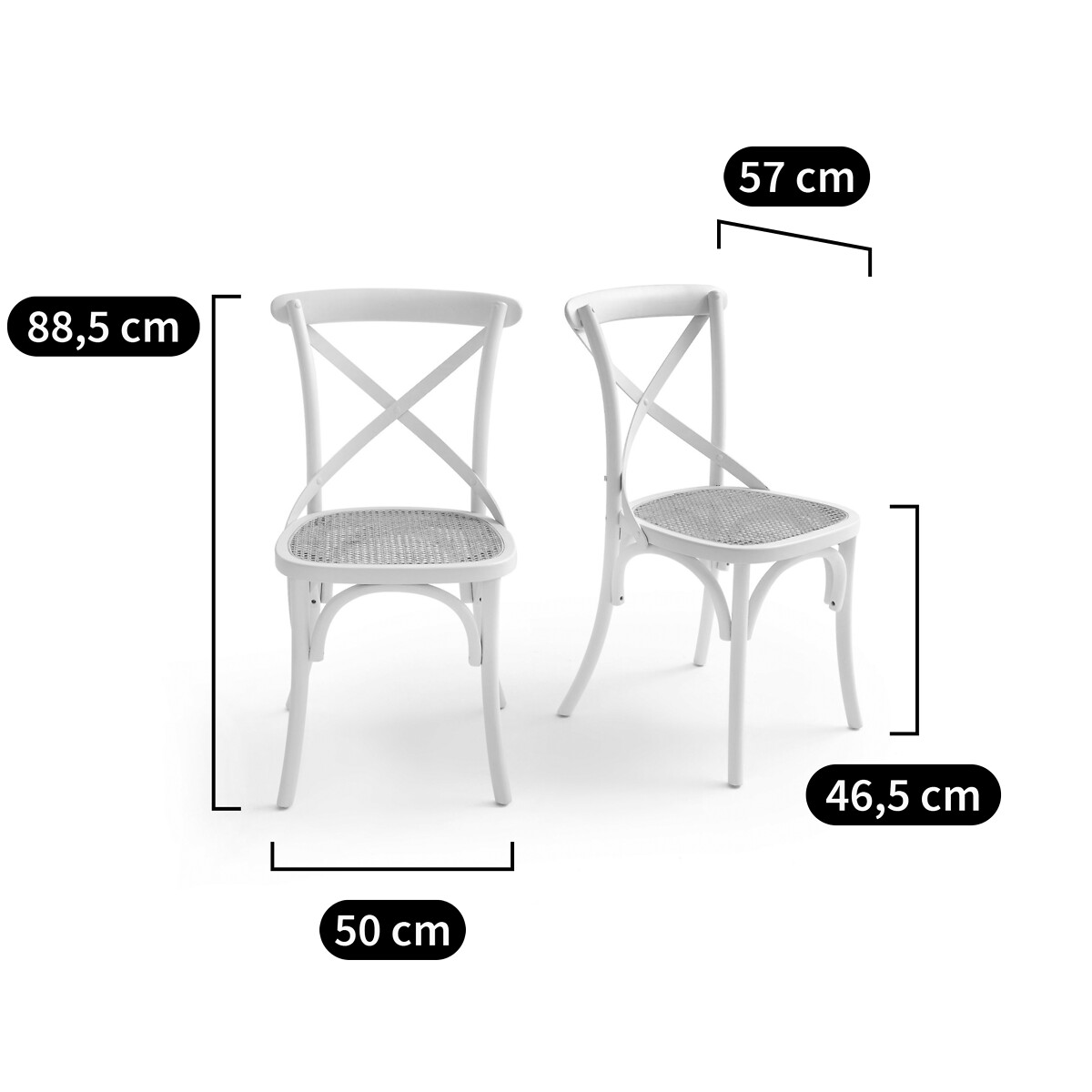 LA REDOUTE INTERIEURS<br>Conjunto de 2 cadeiras, madeira e rattan de cedro