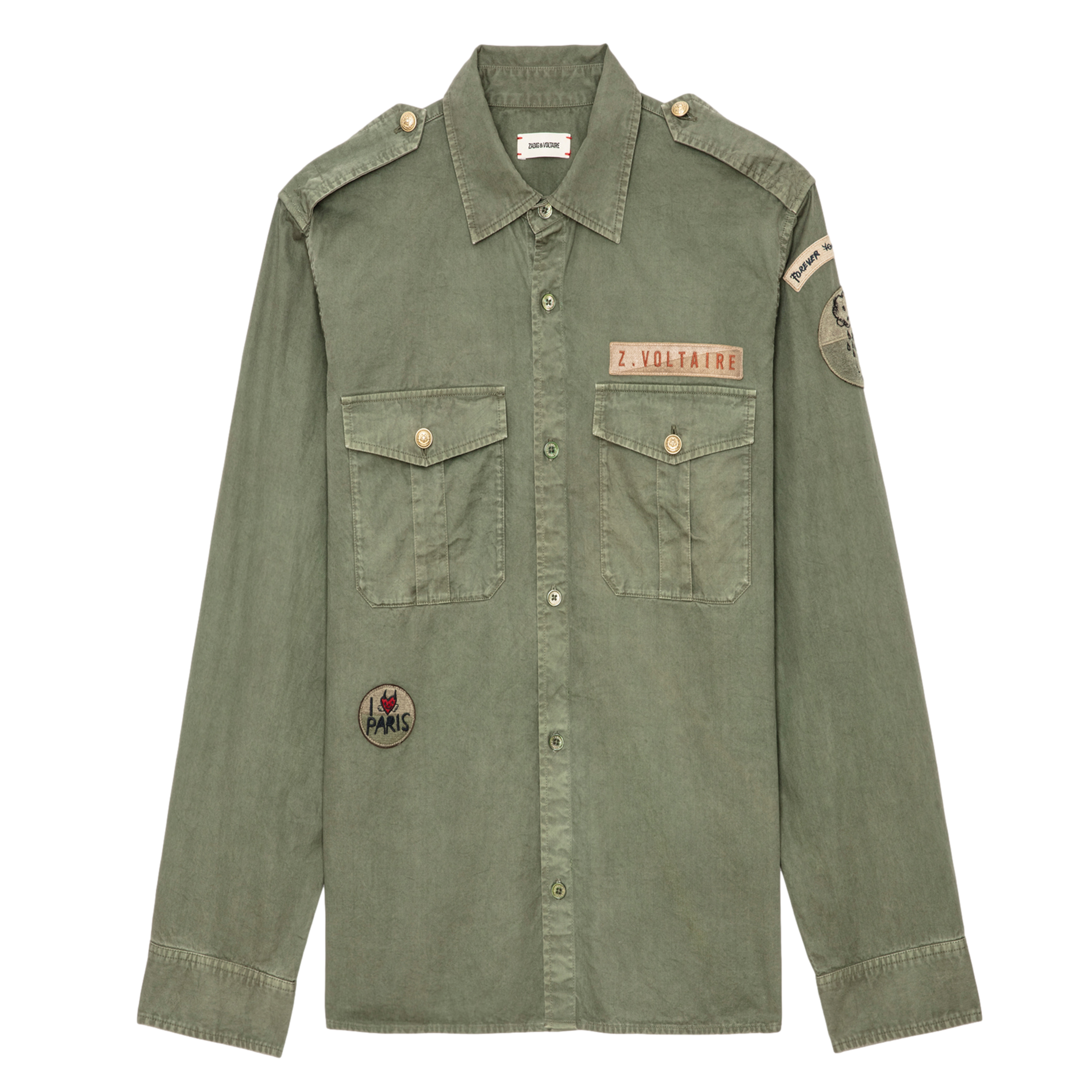TASKAL - Chemise col classique en coton mélangé | Vert