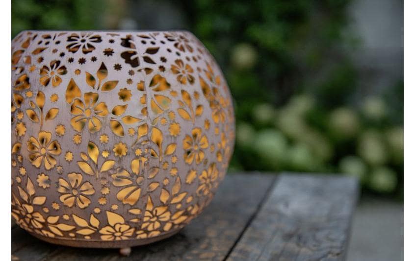 Windlicht Solar Antic Globe Carrera Ø 22 cm, HellrosaSolarleuchte zum Aufstellen