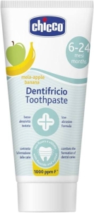 CHICCO Zahnpasta mit Apfel/Bananengeschmack ohne Fluorid 6-24m Tube, 50 ml