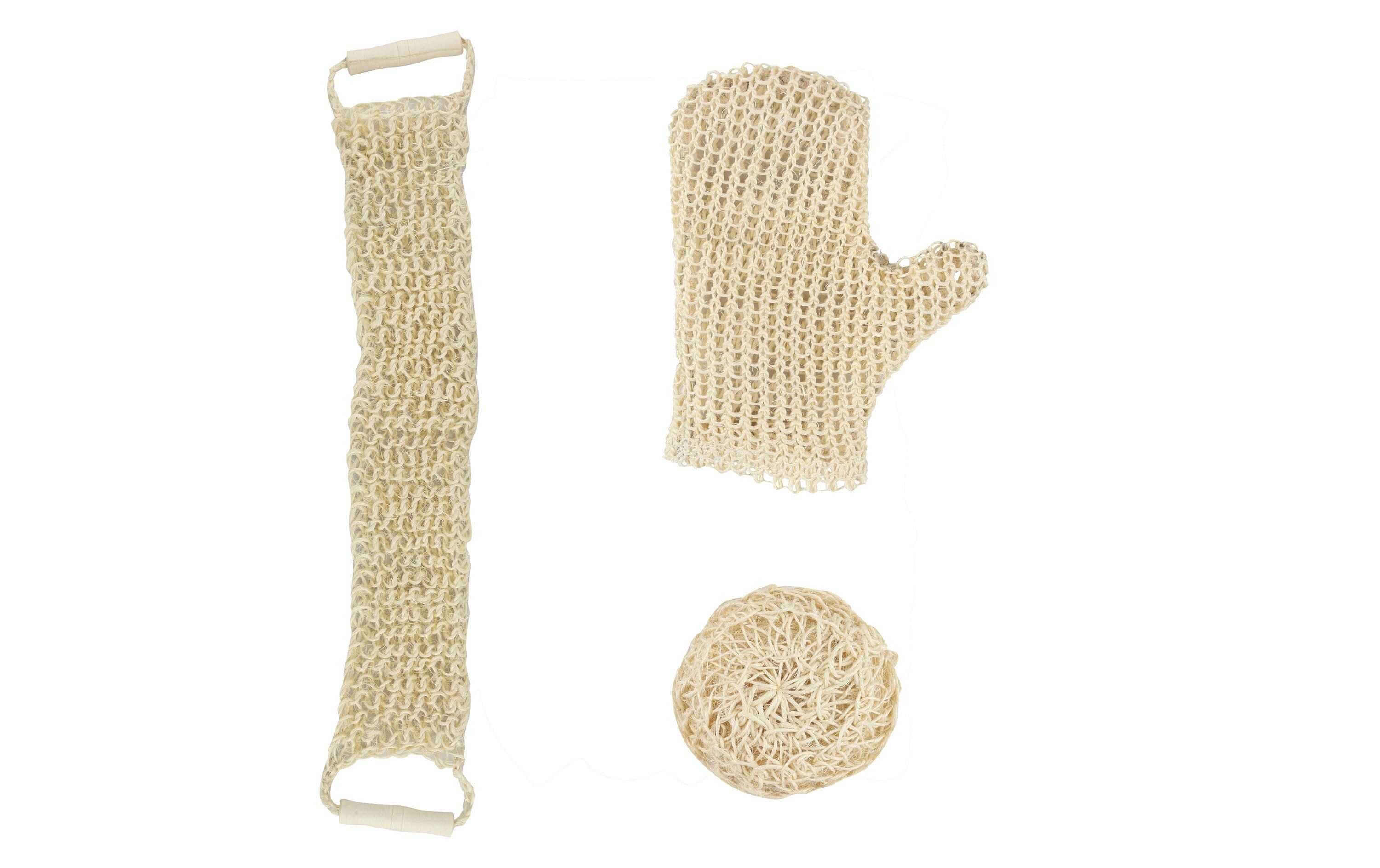Badeschwamm-Set aus Sisal, WeissHautpeeling-Set